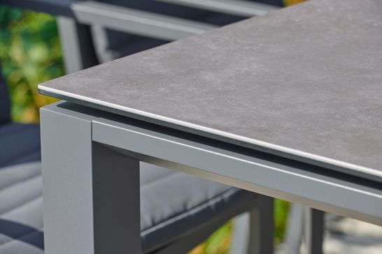 Cali aluminum lava grey frame with ceramic concrete gray table top